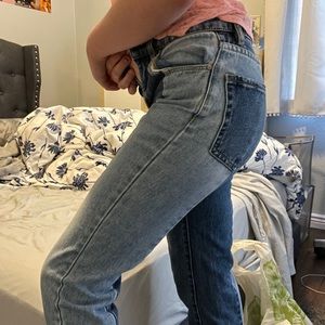 Color block straight leg jeans